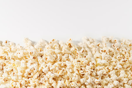 Fresh popcorn on white plate with clipping path. Concept of food.の写真素材