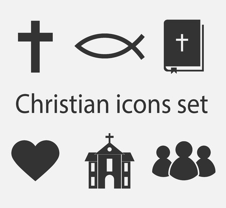 Modern christian icons set. Christian sign and symbol collection. Vector illustration.のイラスト素材