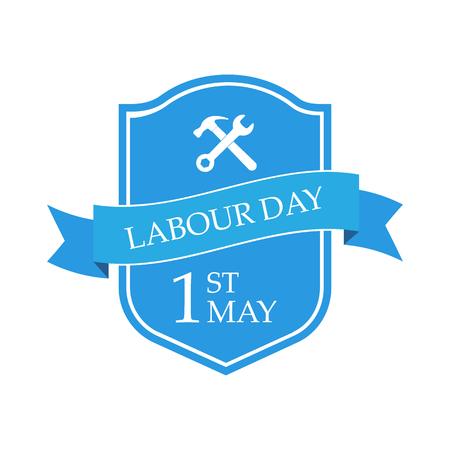 Happy 1st may - Labour day. isolated on white background. Vector illustration.のイラスト素材