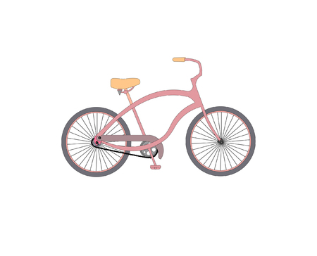 bike girl isolated on white background. Vector illustration.のイラスト素材