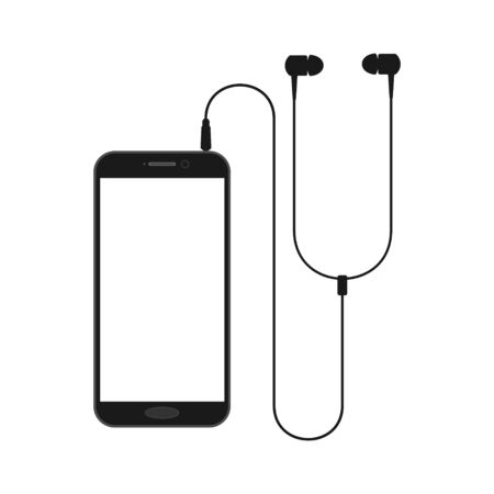 Smartphone and headphones isolated on white background. Vector illustration. Eps 10.のイラスト素材