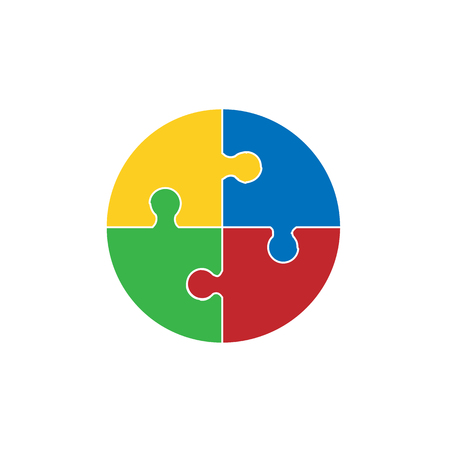 Four piece flat puzzle round infographic presentation. isolated on background. Vector illustration. Eps 10.のイラスト素材