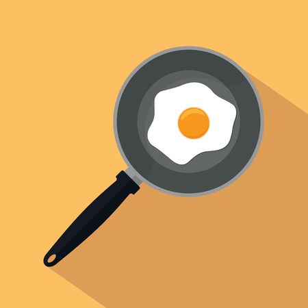 Fried eggs on pan isolated. Vector illustration.のイラスト素材