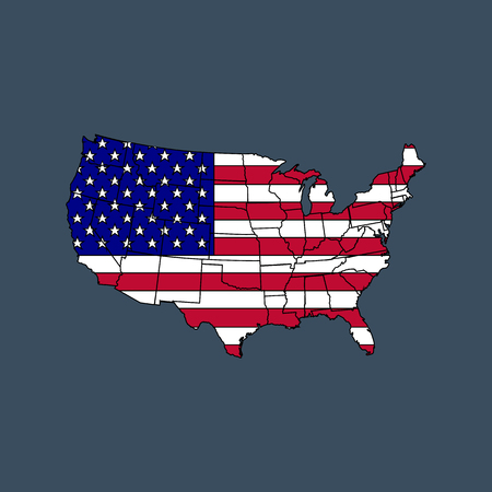 United states of America map with flag. Vector illustration.のイラスト素材