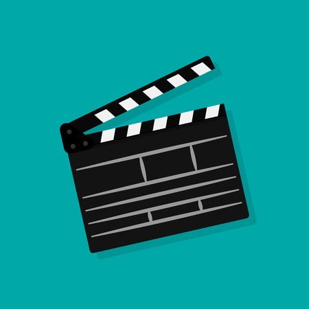 Clapperboard icon. Movie production sign. Video movie clapper equipment. Filmmaking device. Isolated on background. Vector illustration, eps 10のイラスト素材