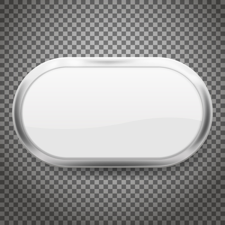 Oval buttons with chrome frame isolated on transparent background.のイラスト素材