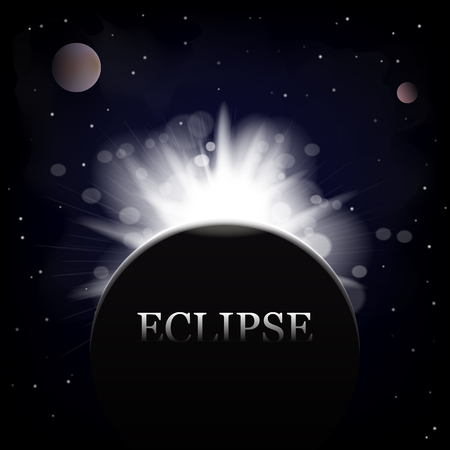 Dark abstract background with a solar eclipse.のイラスト素材