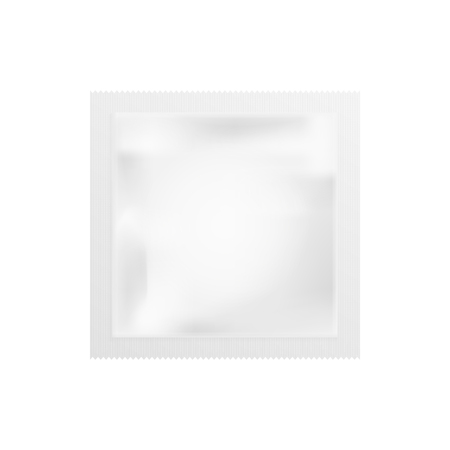 Realistic White Blank template Packaging Foil wet wipes. Food Packing Coffee, Salt, Sugar, Pepper, Spices, Sweets. isolated on white background. Vector illustration. Eps 10.のイラスト素材