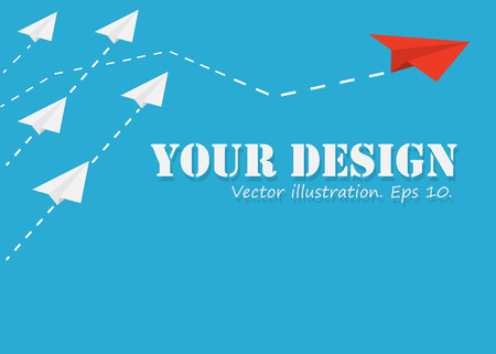 Airplane changing direction. New idea concept. Rocket paper. Vector illustration. Eps 10.のイラスト素材