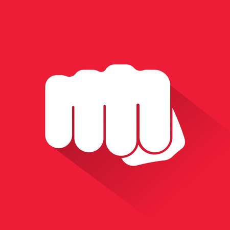 Fist icon isolated on red background. Vector illustration. Eps 10.のイラスト素材