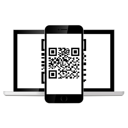 Phone scanned QR code. isolated on white background. Vector illustration. Eps 10.のイラスト素材