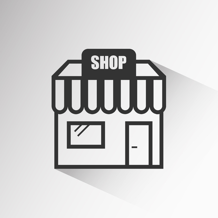 Store icon with long shadow isolated on grey background. Vector illustration. Eps 10.のイラスト素材