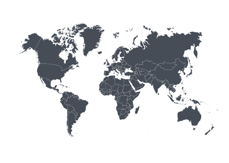 World map with countries isolated on white background. Vector illustration.のイラスト素材