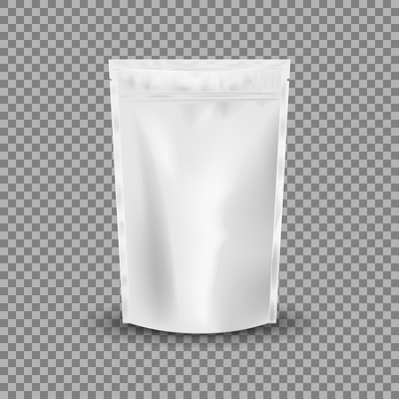 Blank Foil Food Or Drink Bag Packaging with valve and seal. Blank Foil plastic pouch coffee bag. Packaging template mockup collection. isolated on transparent background. Vector illustration.のイラスト素材