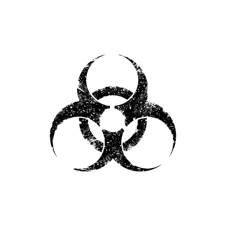 Biohazard symbol in grunge style isolated on white background. Vector illustration. Eps 10.のイラスト素材