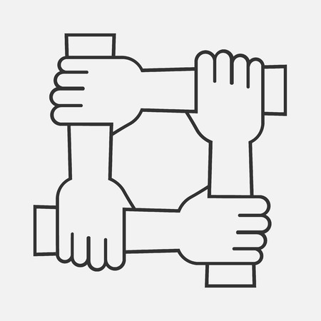 Four hands hold together for the wrist other.のイラスト素材