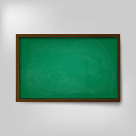 Empty blank school green chalkboard isolated on white background.のイラスト素材