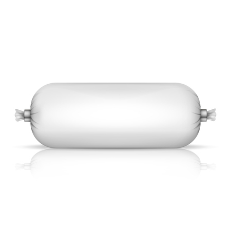 Blank white empty plastic packaging for sausage and food. Vector illustration. Eps 10.のイラスト素材