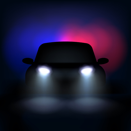 Automobile silhouette with headlights and shadows. Vector illustration. Eps 10.のイラスト素材
