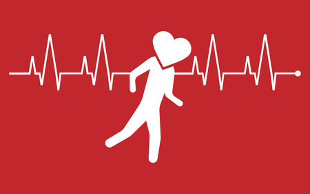 Running heart icon. Vector illustration. Esp 10.のイラスト素材