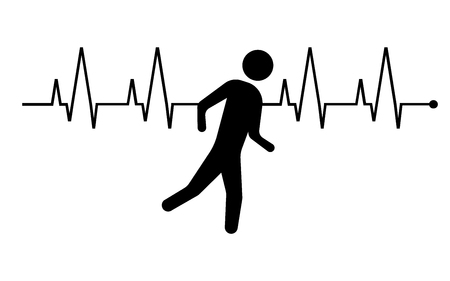 Running man and heartbeat icon. Vector illustration. Esp 10.のイラスト素材
