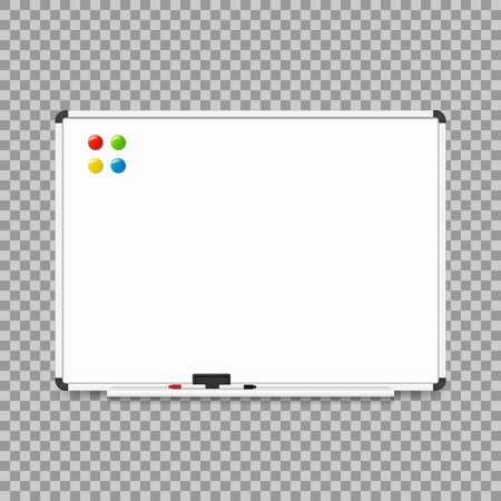 Empty whiteboard. magnetic board isolated on transparent background. Vector illustration. Eps 10.のイラスト素材