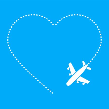 Love airplane route isolated on white background. Vector illustrationのイラスト素材