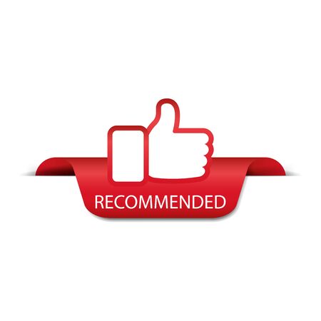 Banner recommended with thumb up icon isolated on white background. Vector illustration. Eps 10.のイラスト素材