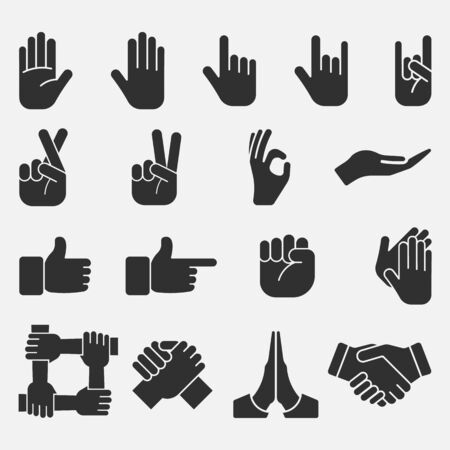 Hand icon set isolated on white background. Vector illustration. Eps 10.のイラスト素材