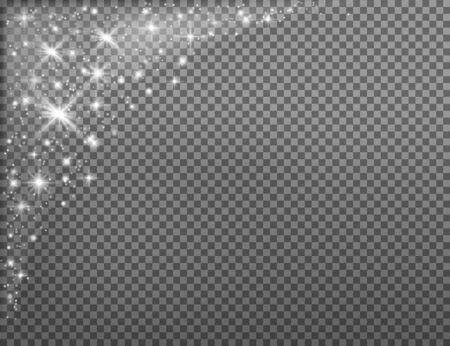 The dust sparks and stars shine with special light isolated on transparent background. Vector illustration. Eps 10.のイラスト素材