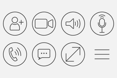 Video cal icons set isolated on white background. Vector illustration. Eps 10.のイラスト素材