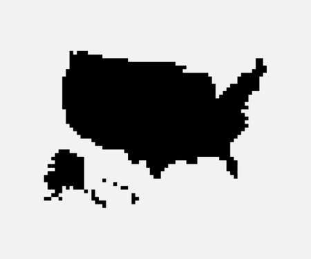 Pixel mosaic map of USA. Halftone design. Vector illustration. Eps 10.のイラスト素材