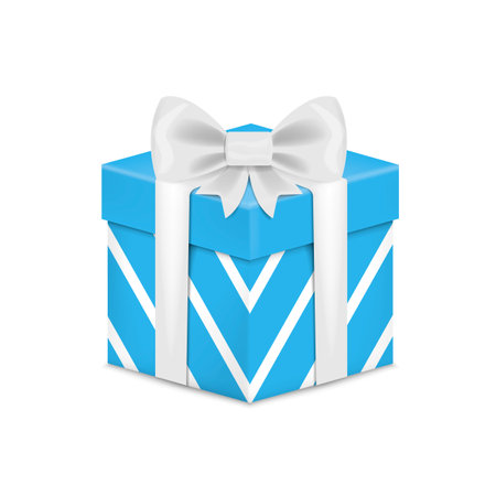Gift box with ribbon and Bow. Vector illustration.のイラスト素材