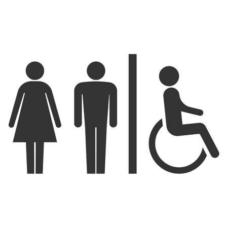 Toilet icons. Man, woman, handicap. Restroom, bathroom in a public area, navigationのイラスト素材