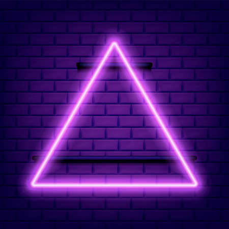 Neon glowing triangle on dark isolated. Vector illustration.のイラスト素材