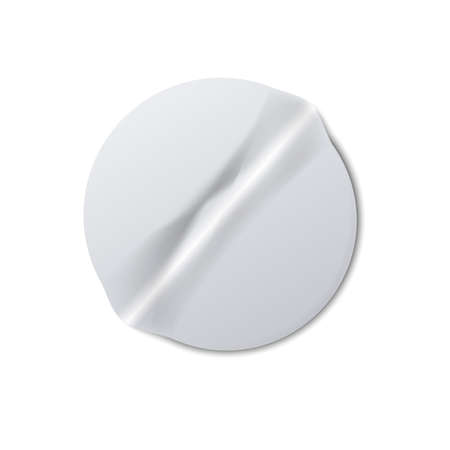 Round crumpled sticker mock up. Vector illustration.のイラスト素材