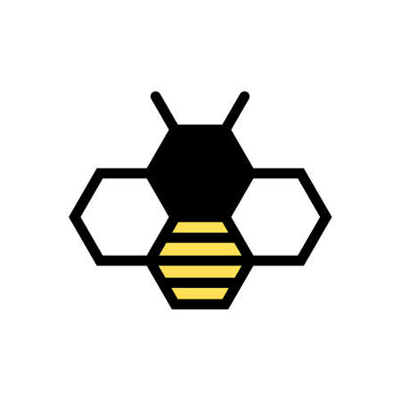 Creative Queen Bee Lines icon. Bee hexagon logo. Vector illustration.のイラスト素材