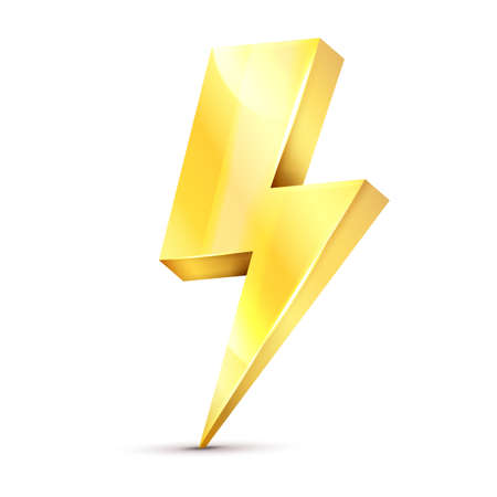 Golden Electric 3D Icon isolated on white background. Vector illustration. Eps 10.のイラスト素材