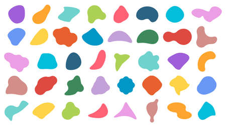 Set of liquid shapes elements. Abstract blotch shape. Fluid dynamical colored forms banner. Vector illustration. Eps 10.のイラスト素材