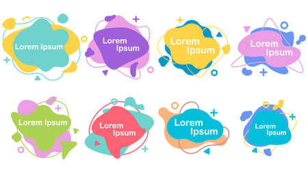 Set of liquid color abstract geometric shapes. Fluid color elements for minimal banner, logo, social post. Futuristic dynamic elements. Vector illustration. Eps 10.のイラスト素材