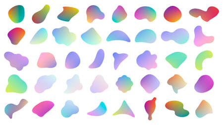 Set of liquid shapes elements. Abstract blotch shape. Gradient abstract liquid shapes. Vector illustration. Eps 10.のイラスト素材