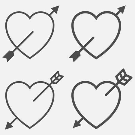 Set of heart with arrow line icon. Vector illustration. Eps 10.のイラスト素材
