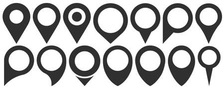 Set of Map pointer. Location symbols. Web location point icon, pointer arrow mark. Vector illustration. Eps 10.のイラスト素材