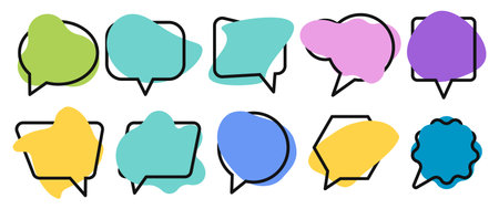 Set of vector flat colorful, speech bubble shaped. Vector illustration. Eps 10.のイラスト素材