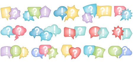 Set of Question mark. Answer sign. Speech bubble. Vector illustration. Eps 10.のイラスト素材