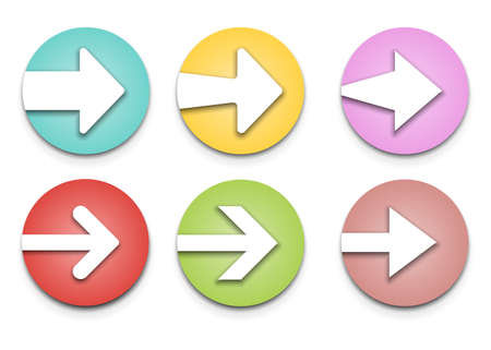 Arrow button icon set. Arrow icons on circle button. Vector illustration. Eps 10.