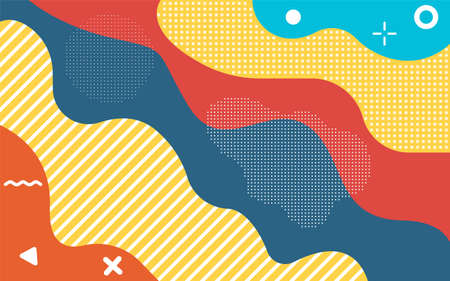Creative children cartoon color splash background. Abstract pop art line and dots color pattern....