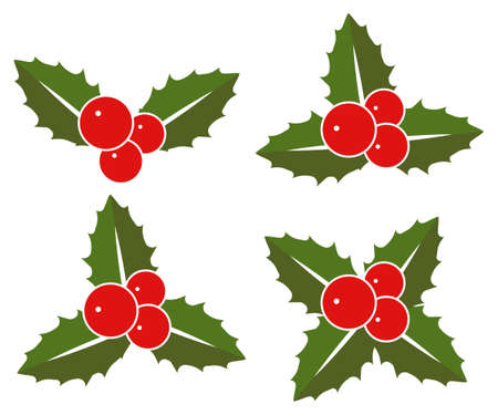 Christmas Holly Berry leaves Icon. Vector illustration. Eps 10.のイラスト素材