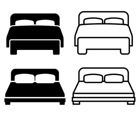 Set of double bed icon. linear icon. vector illustration.  .のイラスト素材