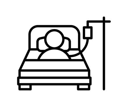 Person in hospital bed. Patient icon. vector illustration.  .のイラスト素材
